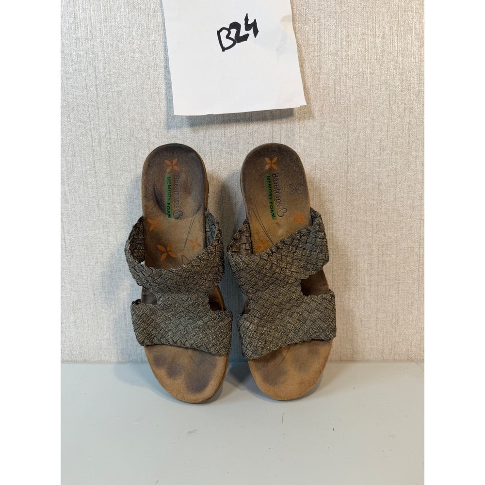 Baretraps Sandals Womens 8M Hanla Wedge‎ Slides Brown Open Toe Slip On Casual
